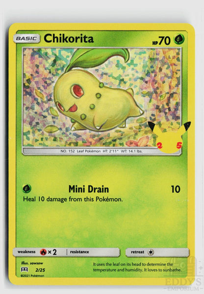 Chikorita 002/025 McDonald's 25th Anniversary Promos Pokemon Holo Promo