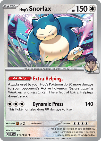 Hop's Snorlax 117/159 Journey Together Pokemon Holo