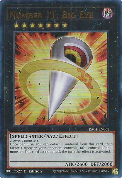 Number 11: Big Eye (UR) RA04-EN062 Quarter Century Stampede Yu-Gi-Oh 1st Edition NM