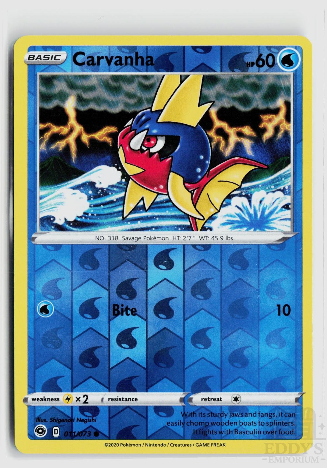 Carvanha 011/073 Champion's Path Pokemon Reverse Holo Common NM