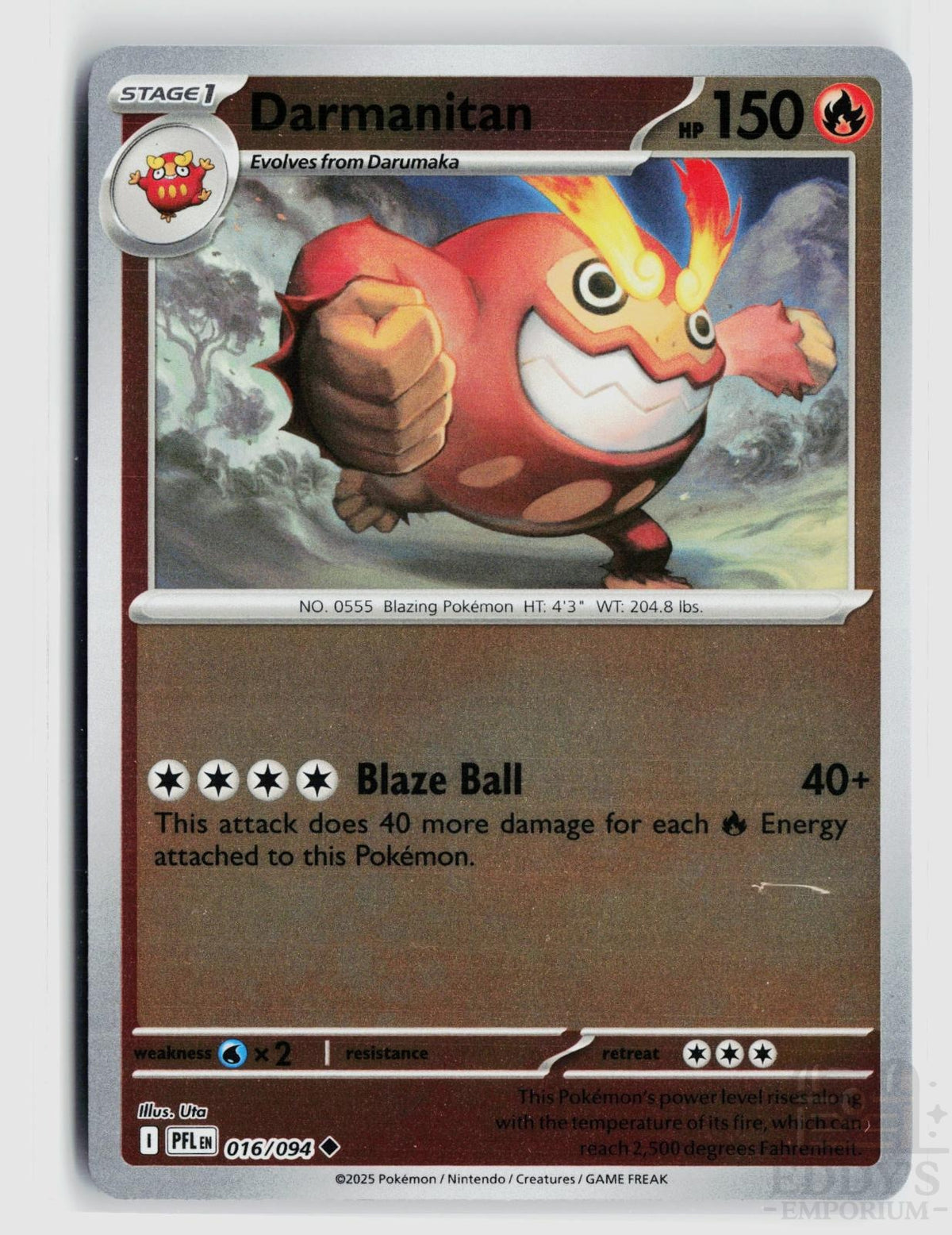 Darmanitan 016/094 Phantasmal Flames Pokemon Reverse Holo Uncommon NM