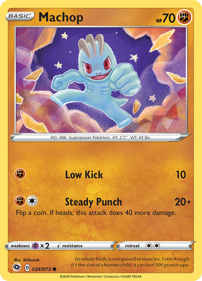 Machop 024/073 Champion's Path Pokemon Reverse Holo Common NM
