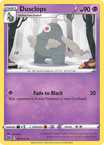 Dusclops 061/172 Brilliant Stars Pokemon Reverse Holo Uncommon NM