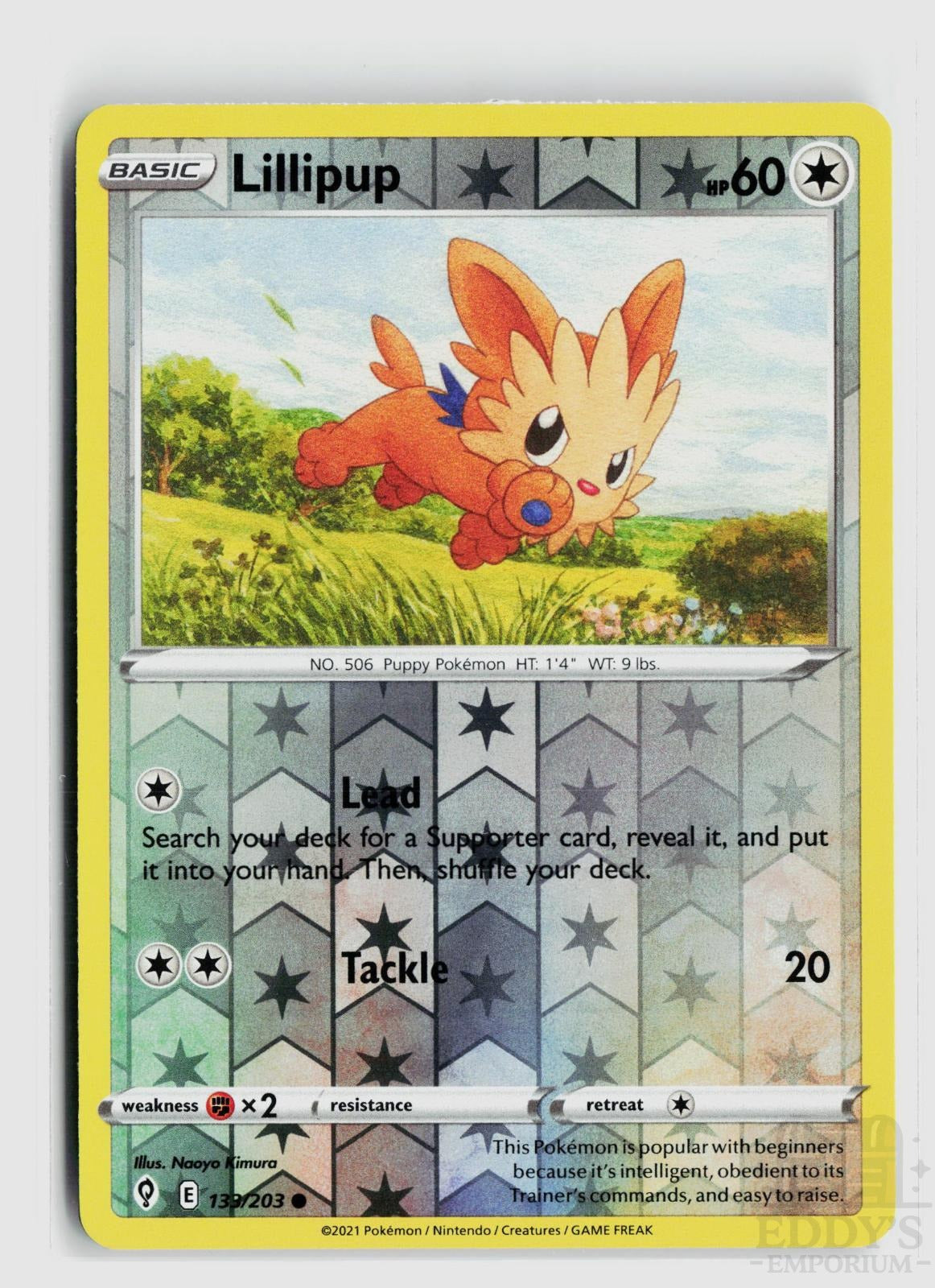 Lillipup 133/203 Evolving Skies Pokemon Reverse Holo Common NM