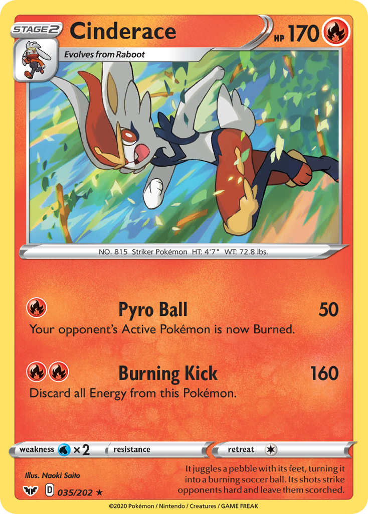 Cinderace 035/202 Sword & Shield Pokemon Holo Rare NM