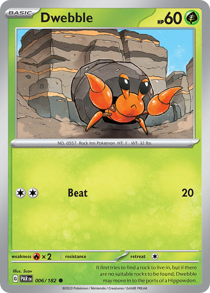 Dwebble 006/182 Paradox Rift Pokemon Reverse Holo Common NM