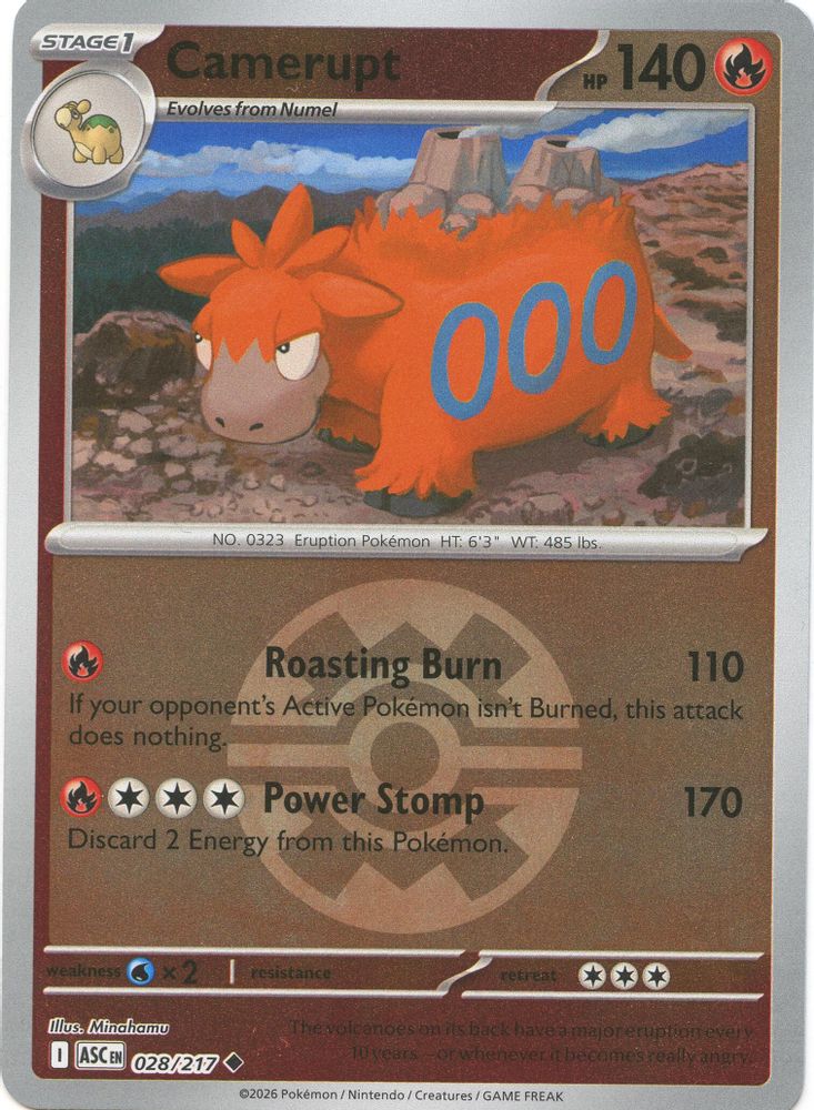 Camerupt (Quick Ball) 028/217 Ascended Heroes Pokemon Reverse Holo Uncommon NM
