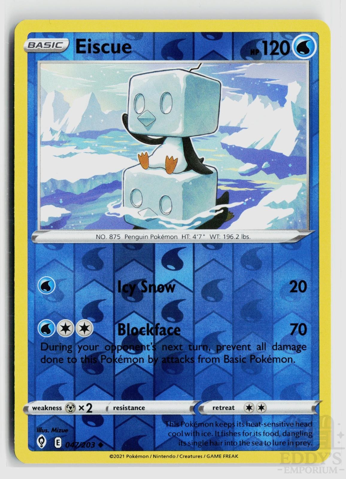 Eiscue 047/203 Evolving Skies Pokemon Reverse Holo Uncommon NM