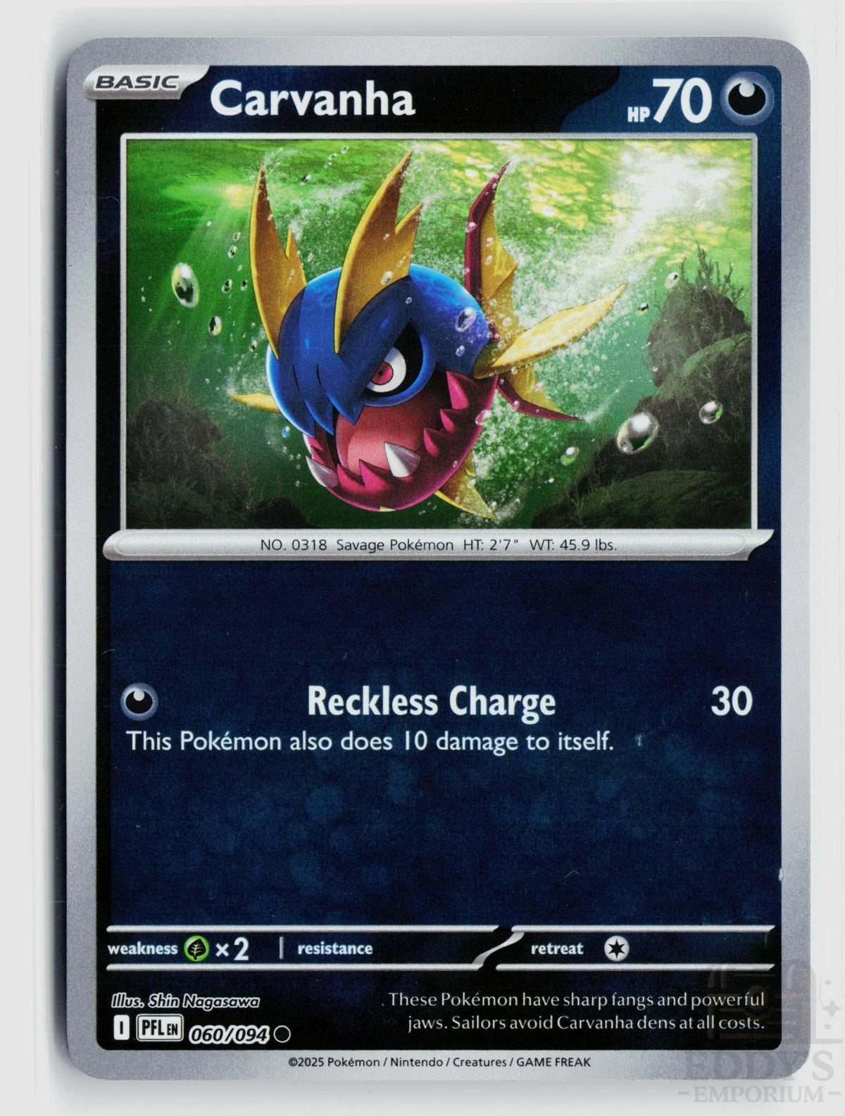 Carvanha 060/094 Phantasmal Flames Pokemon Reverse Holo Common NM