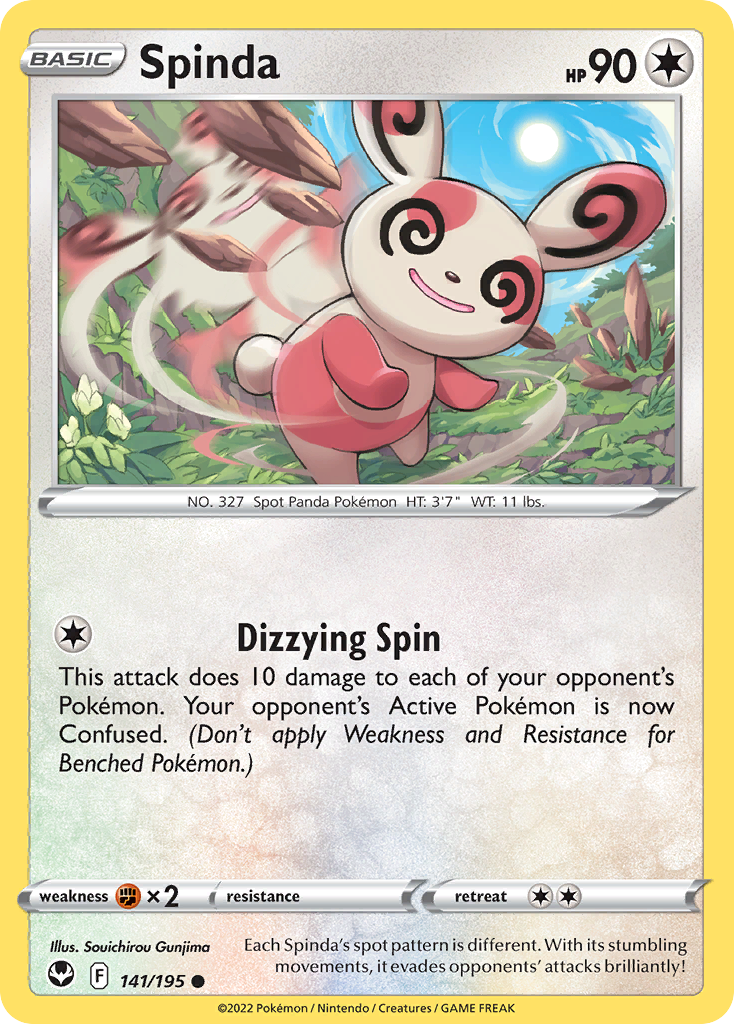Spinda 141/195 Silver Tempest Pokemon Reverse Holo Common NM
