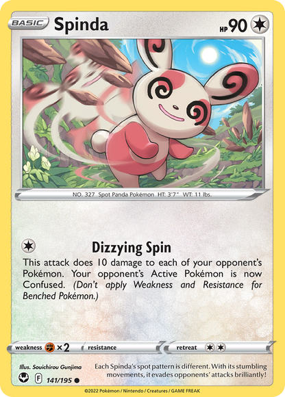 Spinda 141/195 Silver Tempest Pokemon Reverse Holo Common NM