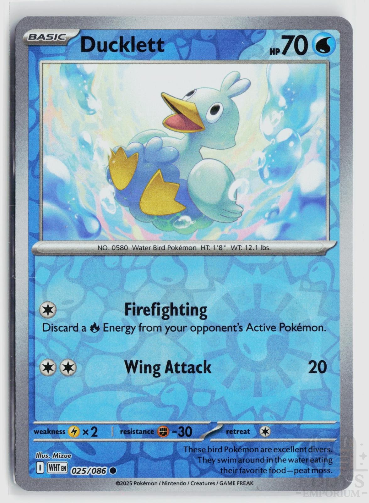 Ducklett 025/086 White Flare Pokemon Reverse Holo