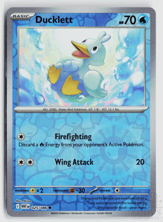 Ducklett 025/086 White Flare Pokemon Reverse Holo
