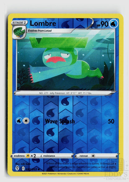 Lombre 033/203 Evolving Skies Pokemon Reverse Holo Uncommon NM
