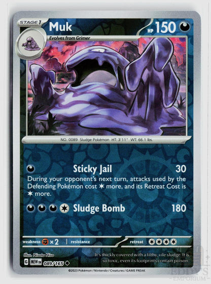 Muk 089/165 151 Pokemon Reverse Holo Uncommon NM