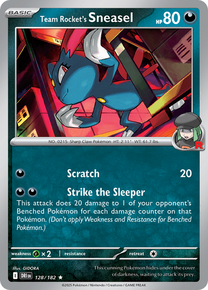Team Rocket's Sneasel 128/182 Destined Rivals Pokemon Holo