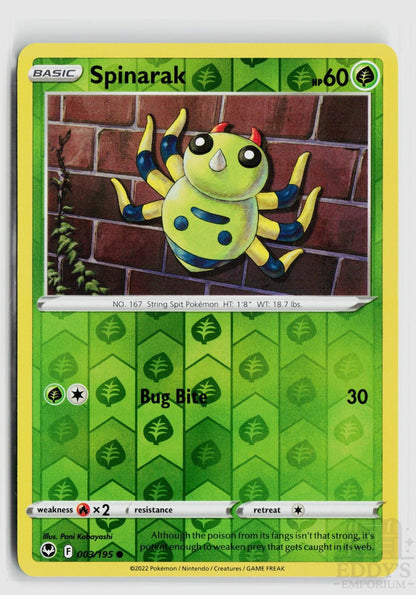 Spinarak 003/195 Silver Tempest Pokemon Reverse Holo Common NM