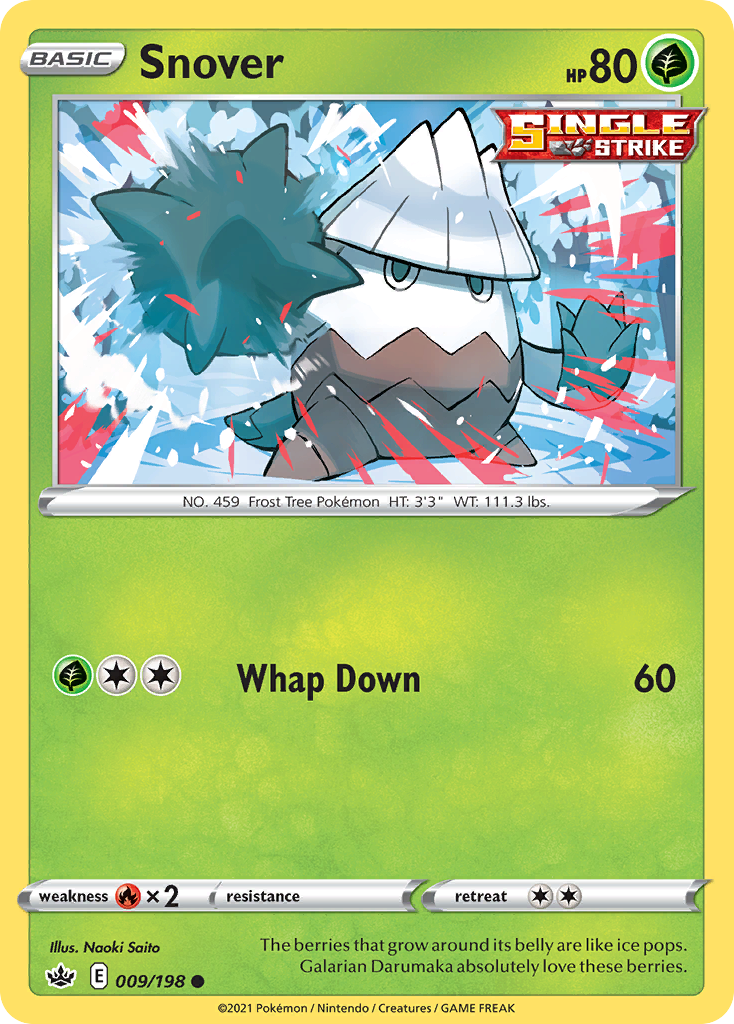 Snover 009/198 Chilling Reign Pokemon Reverse Holo Common NM