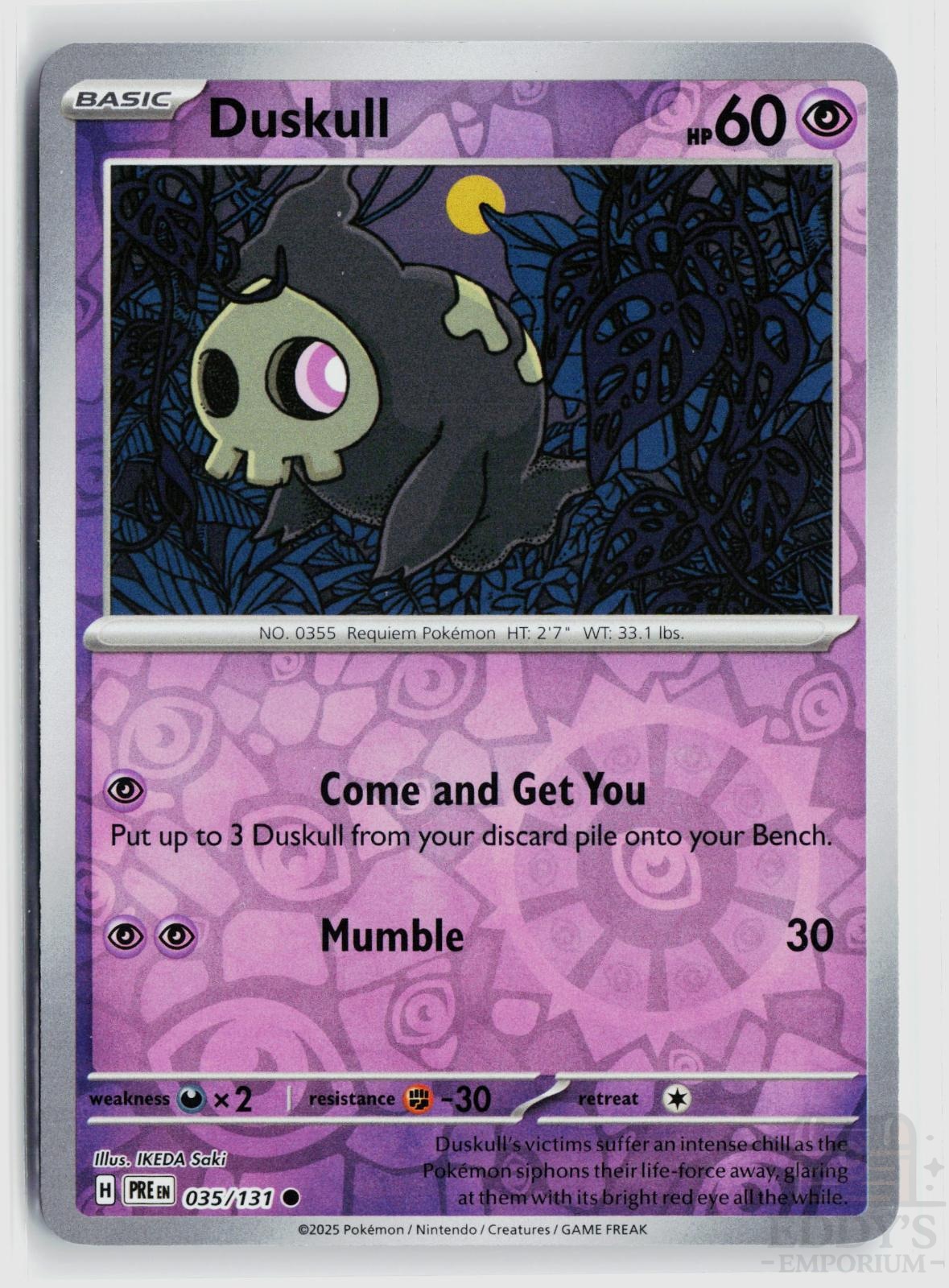 Duskull 035/131 Prismatic Evolutions Pokemon Reverse Holo Common NM