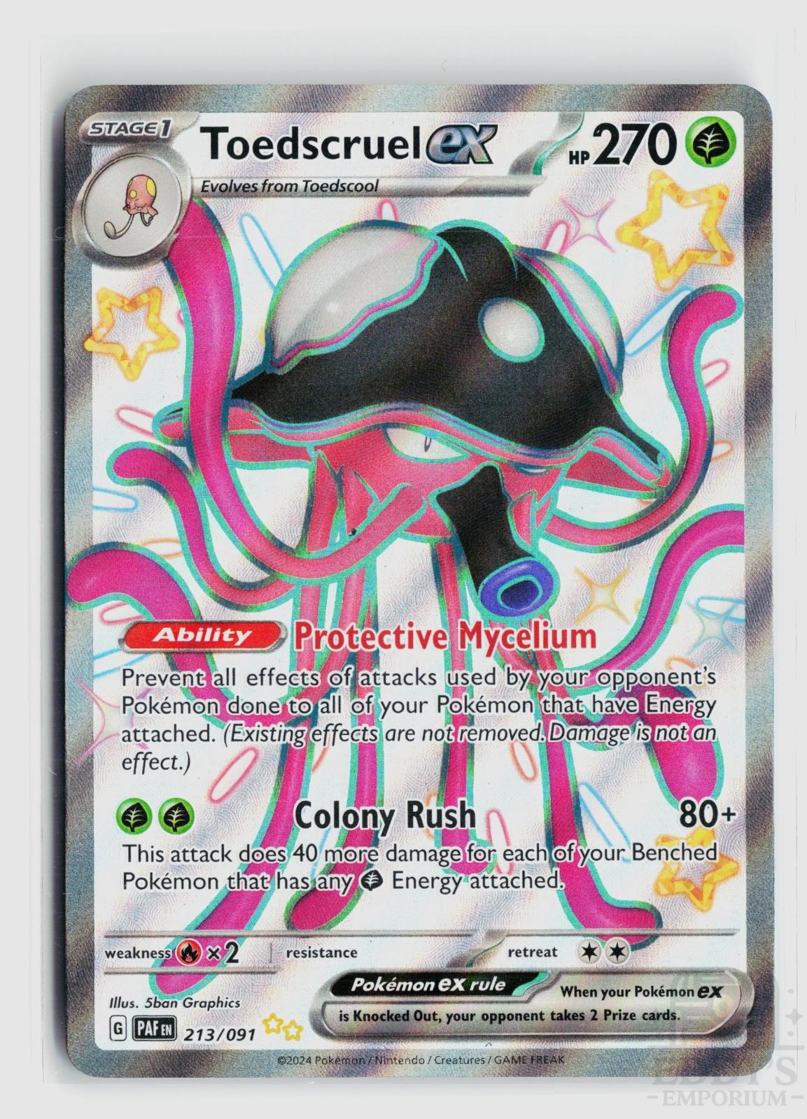 Toedscruel ex 213/091 Paldean Fates Pokemon Holo Shiny Ultra Rare
