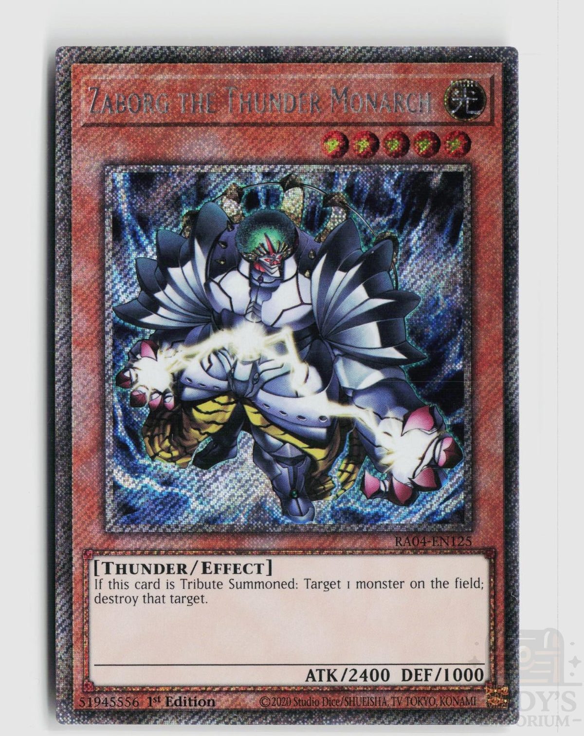 Zaborg the Thunder Monarch (Platinum Secret Rare) RA04-EN125 Quarter Century Stampede Yu-Gi-Oh 1st Edition NM