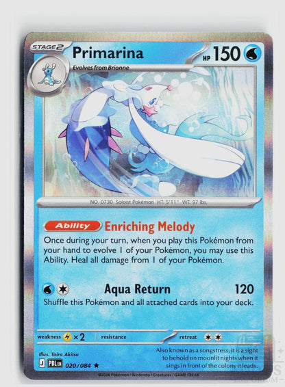 Primarina 020/084 Pitch Black Pokemon Holo Rare NM