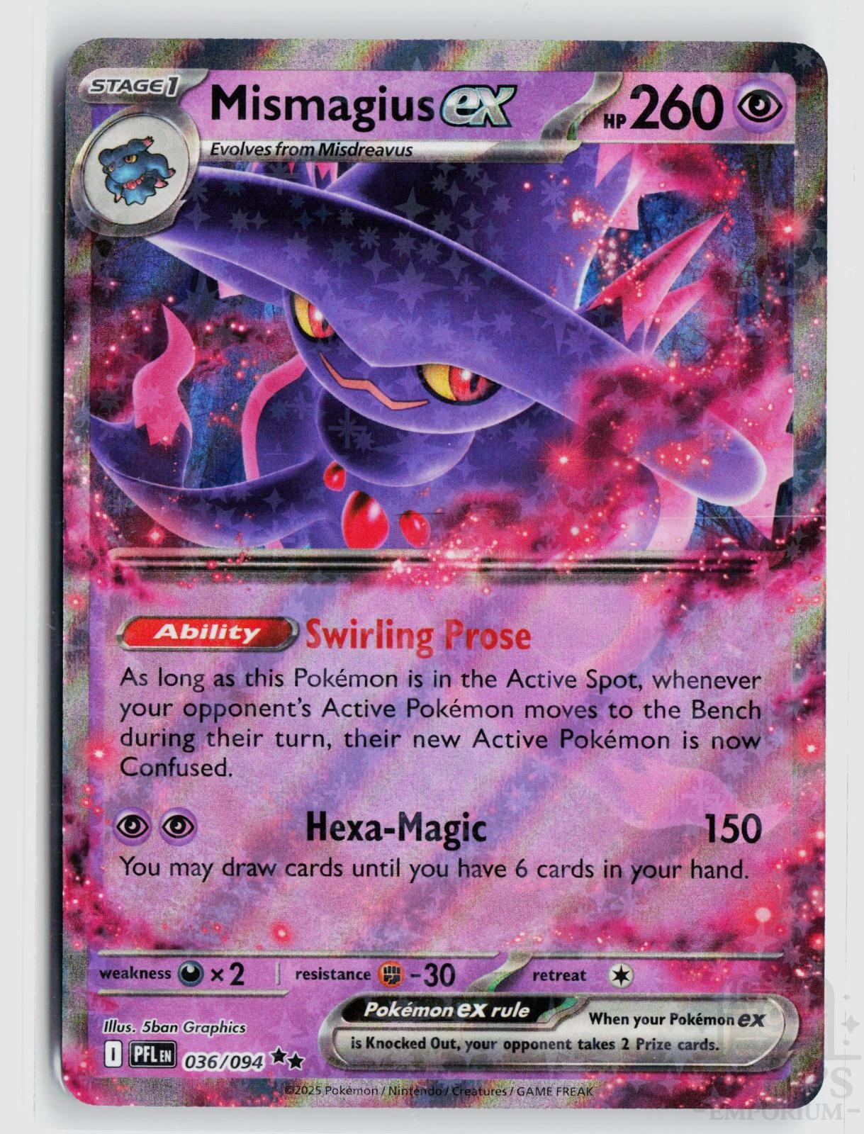 Mismagius ex 036/094 Phantasmal Flames Pokemon Holo Double Rare
