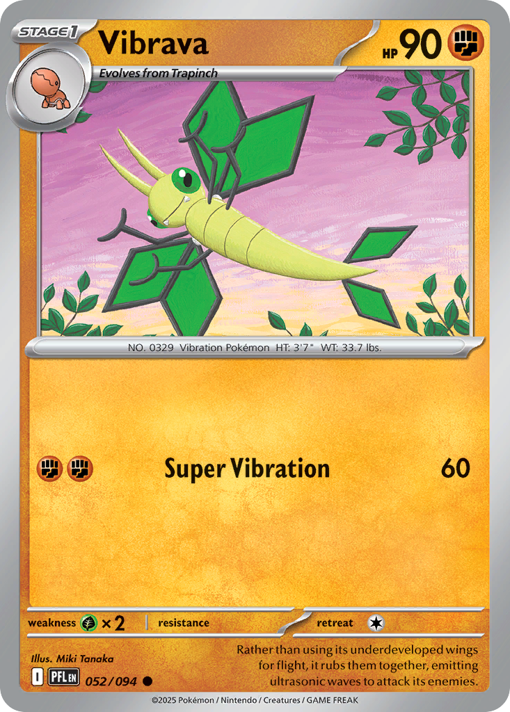 Vibrava 052/094 Phantasmal Flames Pokemon Reverse Holo Common NM