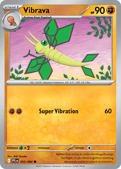 Vibrava 052/094 Phantasmal Flames Pokemon Reverse Holo Common NM
