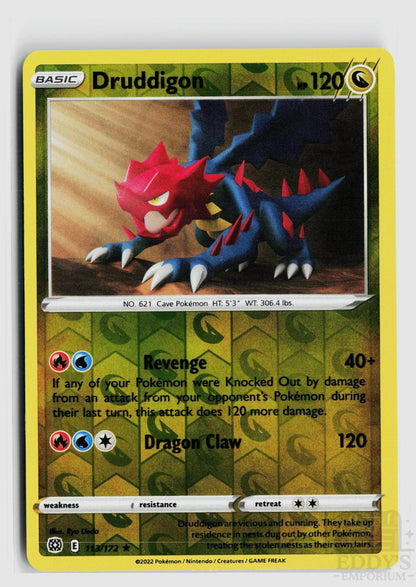 Druddigon 113/172 Brilliant Stars Pokemon Reverse Holo Rare NM