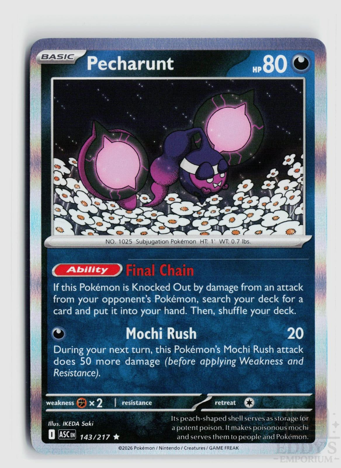 Pecharunt 143/217 Ascended Heroes Pokemon Holo Rare NM
