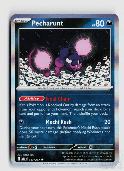 Pecharunt 143/217 Ascended Heroes Pokemon Holo Rare NM