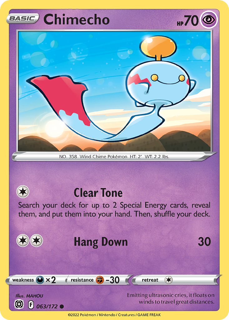 Chimecho 063/172 Brilliant Stars Pokemon Reverse Holo Common NM