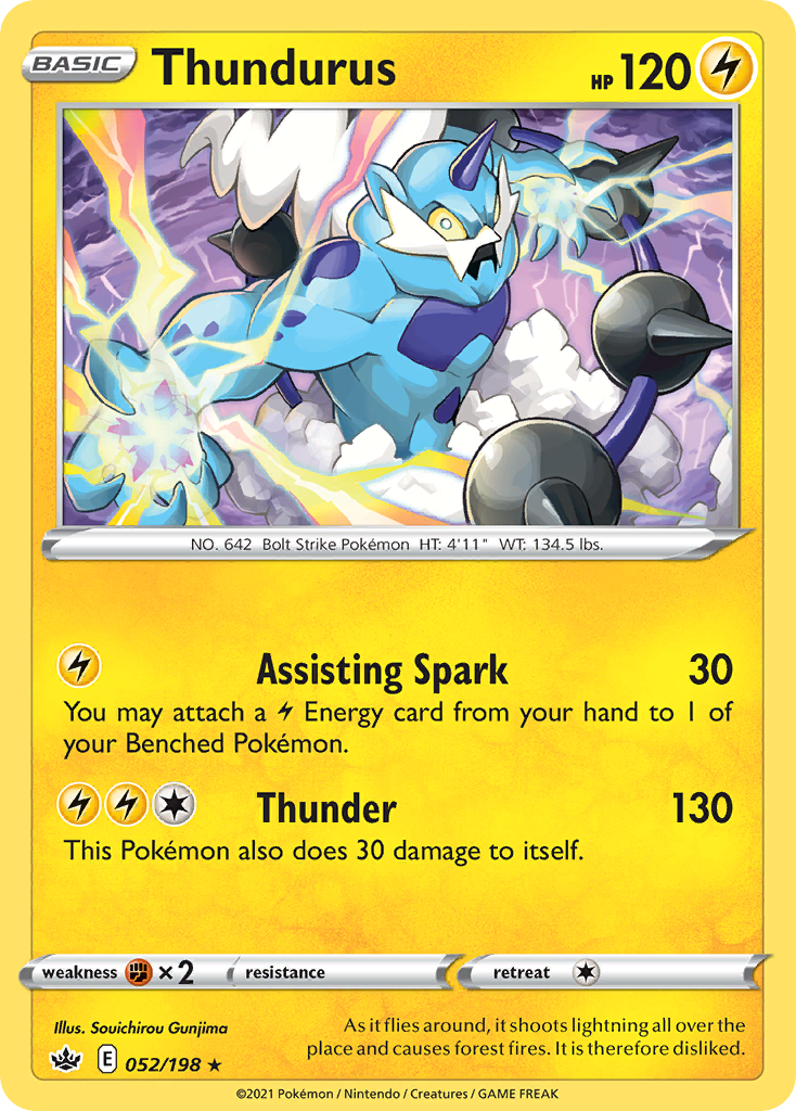 Thundurus 052/198 Chilling Reign Pokemon Holo Rare NM