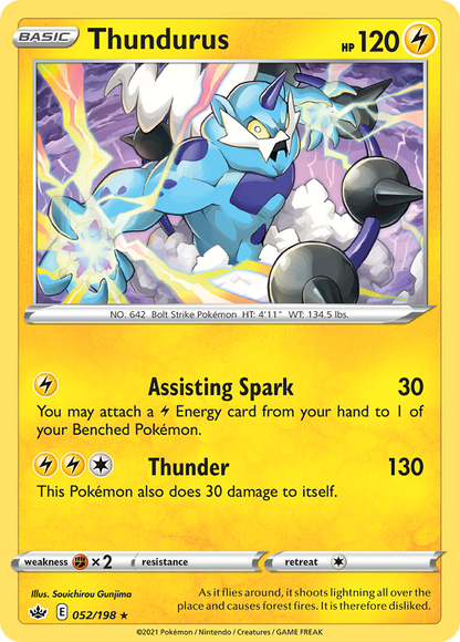 Thundurus 052/198 Chilling Reign Pokemon Holo Rare NM