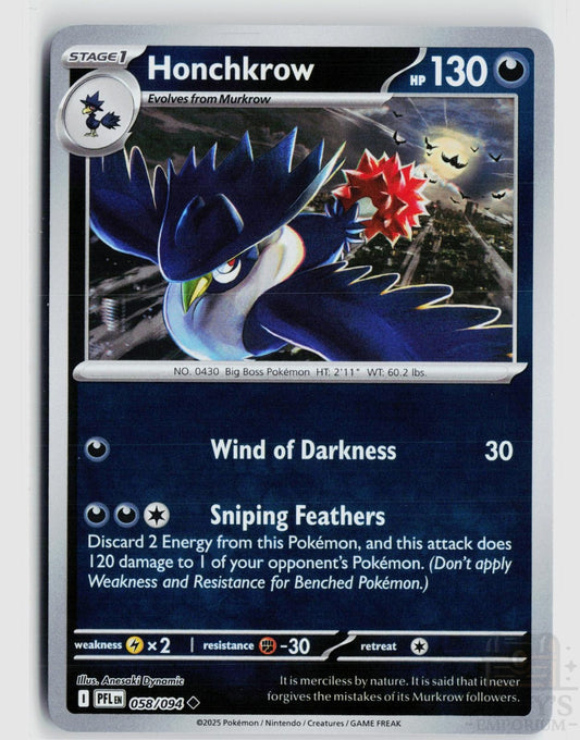 Honchkrow 058/094 Phantasmal Flames Pokemon Reverse Holo
