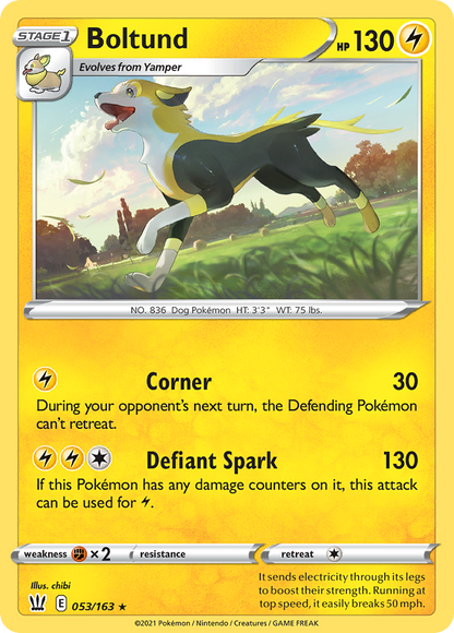 Boltund 053/163 Battle Styles Pokemon Reverse Holo Rare NM