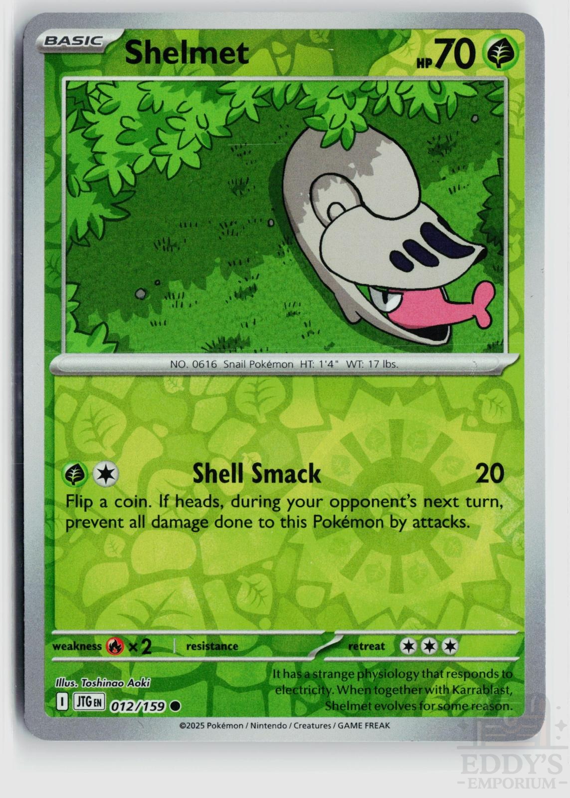 Shelmet 012/159 Journey Together Pokemon Reverse Holo Common NM