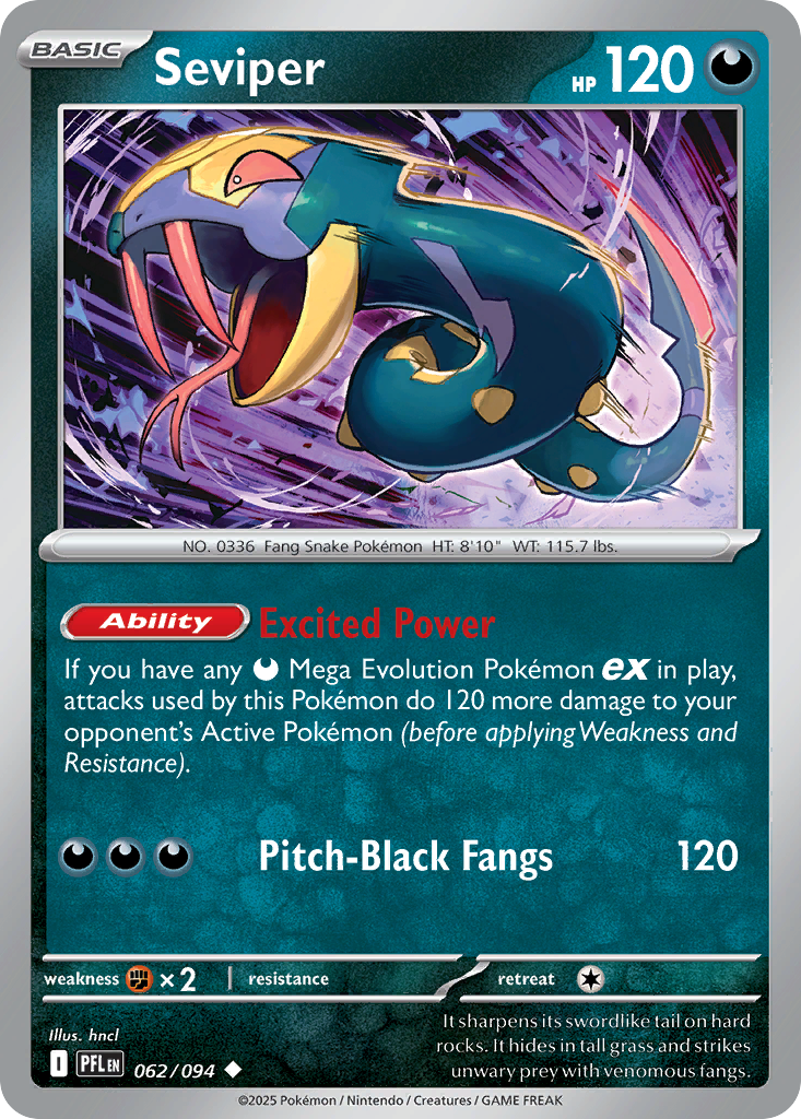 Seviper 062/094 Phantasmal Flames Pokemon Reverse Holo