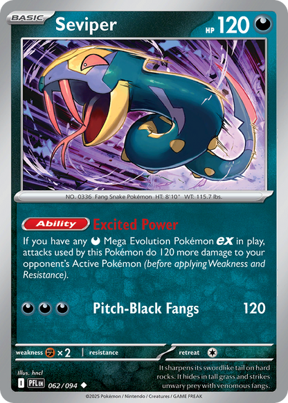 Seviper 062/094 Phantasmal Flames Pokemon Reverse Holo