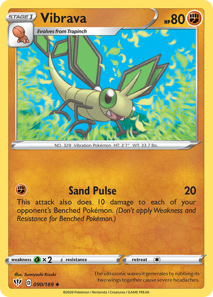 Vibrava 090/189 Darkness Ablaze Pokemon Reverse Holo