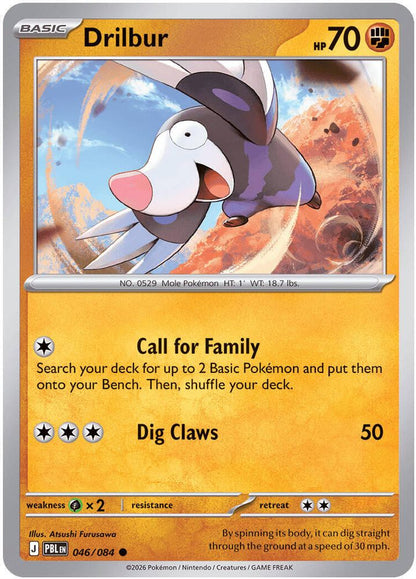 Drilbur 046/084 Pitch Black Pokemon Reverse Holo