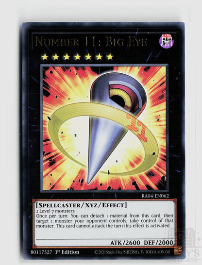Number 11: Big Eye (UR) RA04-EN062 Quarter Century Stampede Yu-Gi-Oh 1st Edition NM