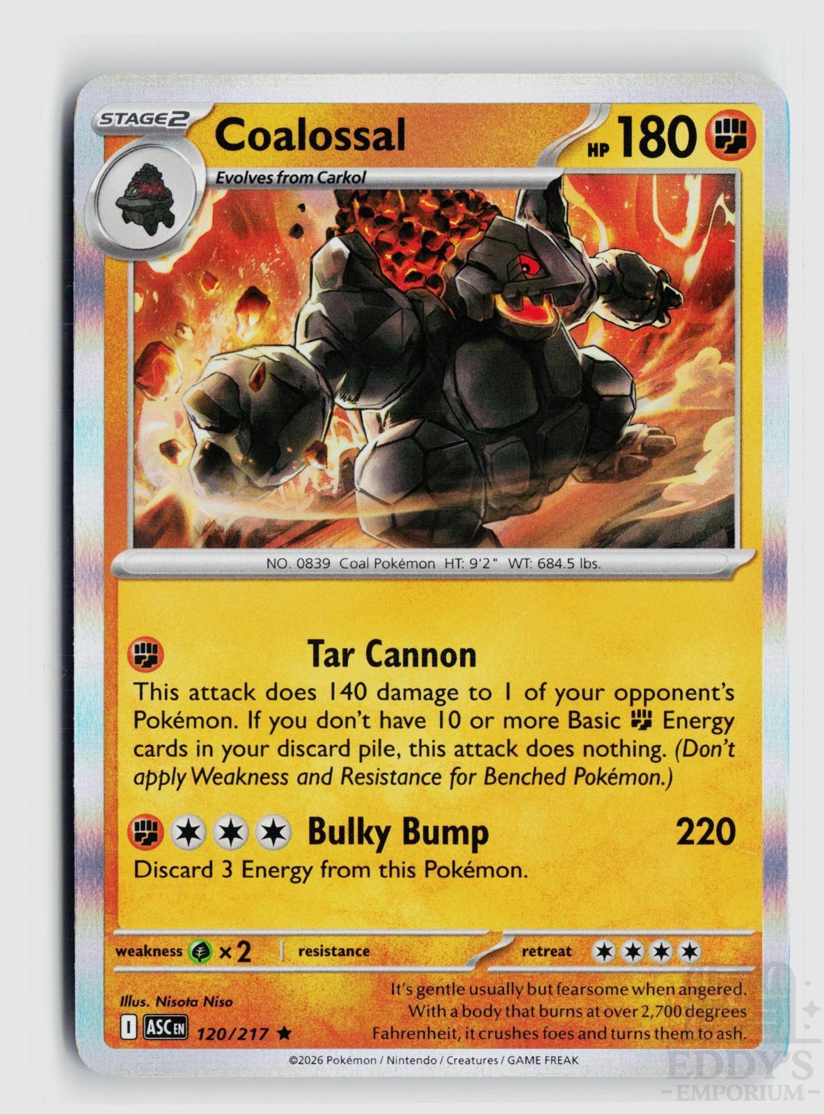 Coalossal 120/217 Ascended Heroes Pokemon Holo Rare NM