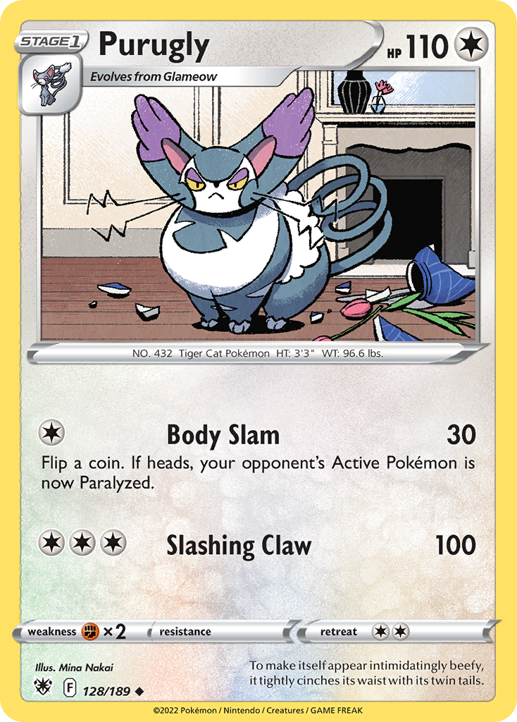 Purugly 128/189 Astral Radiance Pokemon Reverse Holo Uncommon NM