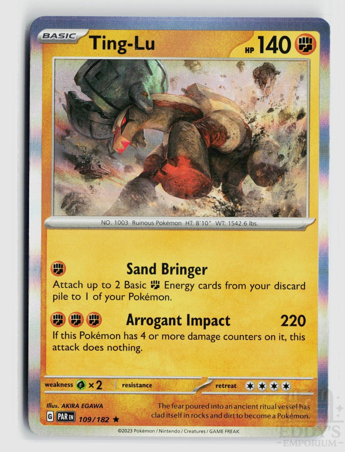 Ting-Lu 109/182 Paradox Rift Pokemon Holo Rare NM