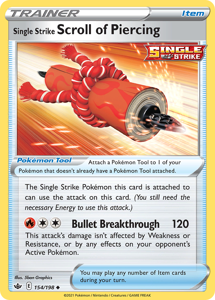 Single Strike Scroll of Piercing 154/198 Chilling Reign Pokemon Reverse Holo NM