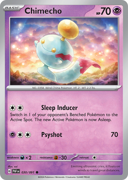 Chimecho 030/091 Paldean Fates Pokemon Reverse Holo Common NM