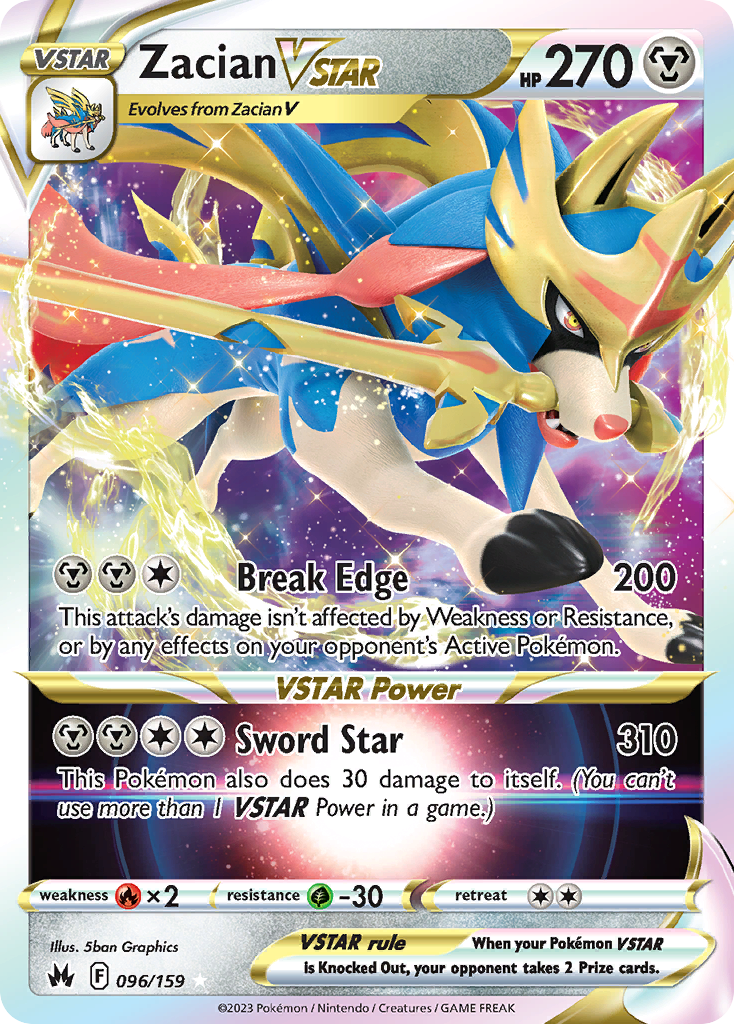 Zacian VSTAR 096/159 Crown Zenith Pokemon Holo VSTAR Rare