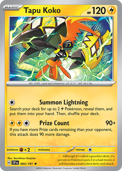 Tapu Koko 065/191 Surging Sparks Pokemon Holo Rare NM